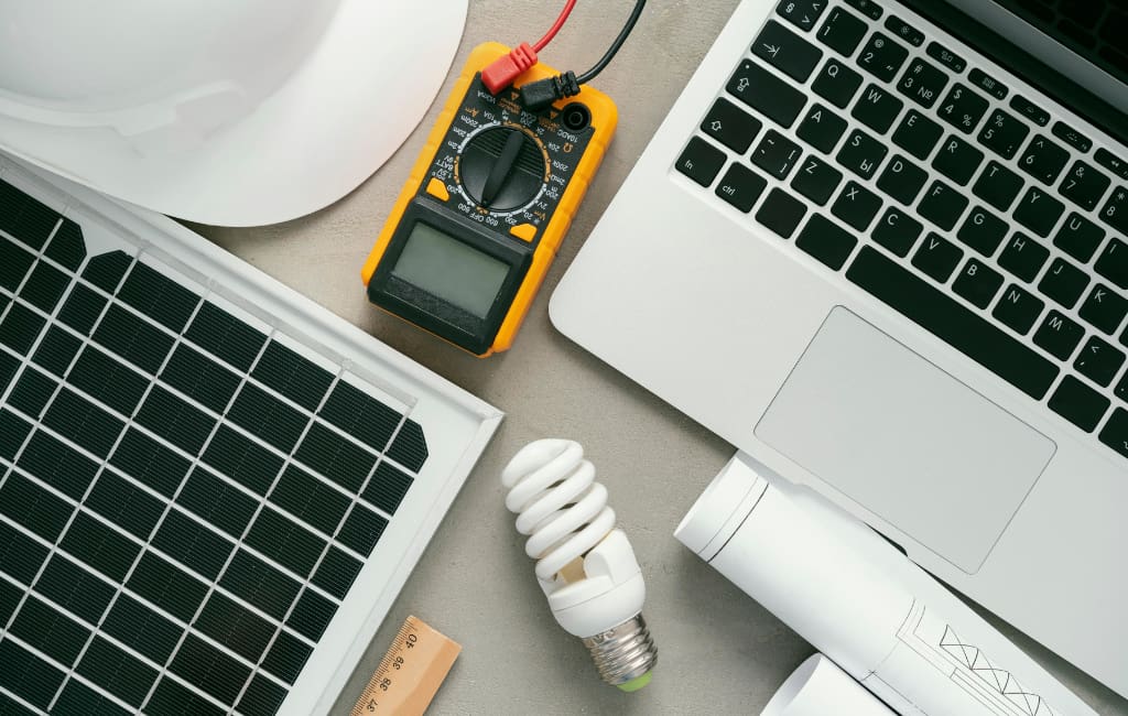 Matériel électrique et électronique disposés sur un bureau à Pau